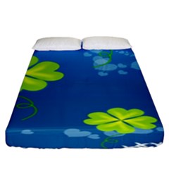 Flower Shamrock Green Blue Sexy Fitted Sheet (king Size)