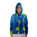 Flower Shamrock Green Blue Sexy Hooded Wind Breaker (Women) View1