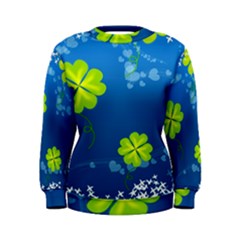 Flower Shamrock Green Blue Sexy Women s Sweatshirt by Mariart