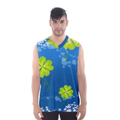 Flower Shamrock Green Blue Sexy Men s Basketball Tank Top by Mariart