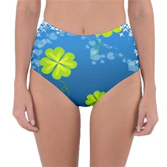 Flower Shamrock Green Blue Sexy Reversible High-waist Bikini Bottoms by Mariart