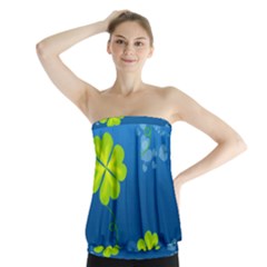 Flower Shamrock Green Blue Sexy Strapless Top