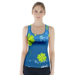 Flower Shamrock Green Blue Sexy Racer Back Sports Top by Mariart