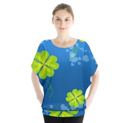 Flower Shamrock Green Blue Sexy Blouse