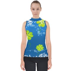 Flower Shamrock Green Blue Sexy Shell Top by Mariart