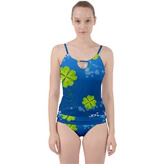 Flower Shamrock Green Blue Sexy Cut Out Top Tankini Set by Mariart