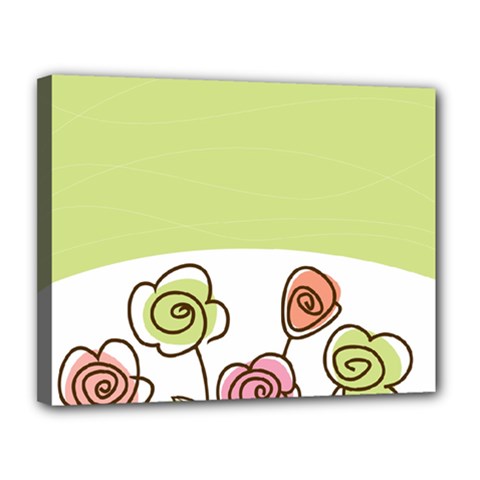 Flower Simple Green Rose Sunflower Sexy Canvas 14  X 11 