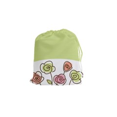 Flower Simple Green Rose Sunflower Sexy Drawstring Pouches (small)  by Mariart