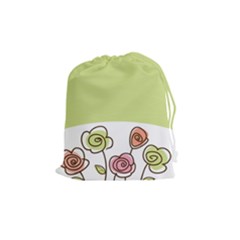 Flower Simple Green Rose Sunflower Sexy Drawstring Pouches (medium)  by Mariart