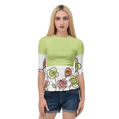 Flower Simple Green Rose Sunflower Sexy Quarter Sleeve Raglan Tee by Mariart