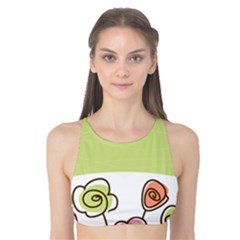 Flower Simple Green Rose Sunflower Sexy Tank Bikini Top