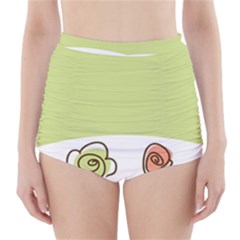 Flower Simple Green Rose Sunflower Sexy High-waisted Bikini Bottoms by Mariart