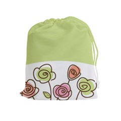 Flower Simple Green Rose Sunflower Sexy Drawstring Pouches (extra Large) by Mariart