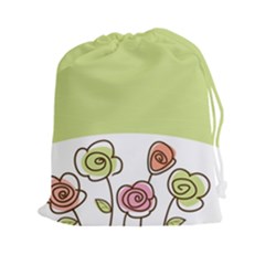 Flower Simple Green Rose Sunflower Sexy Drawstring Pouches (xxl) by Mariart