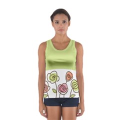 Flower Simple Green Rose Sunflower Sexy Sport Tank Top  by Mariart