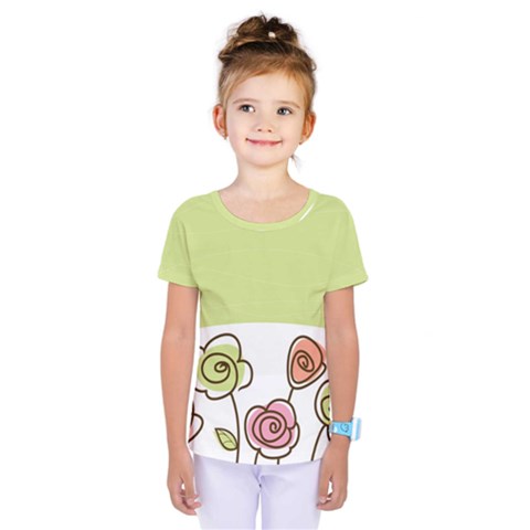 Flower Simple Green Rose Sunflower Sexy Kids  One Piece Tee by Mariart