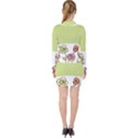 Flower Simple Green Rose Sunflower Sexy V-neck Bodycon Long Sleeve Dress View2