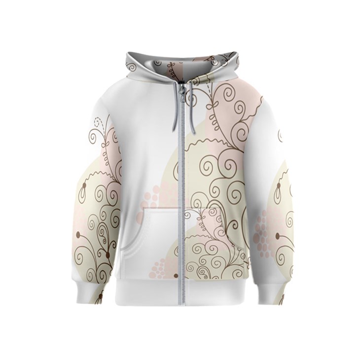 Flower Simple Pink Kids  Zipper Hoodie