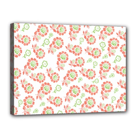 Flower Rose Red Green Sunflower Star Canvas 16  X 12  by Mariart