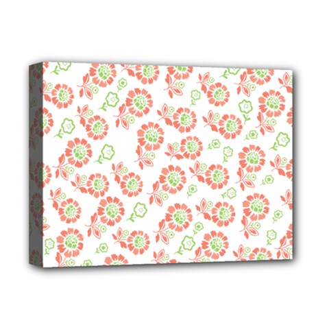 Flower Rose Red Green Sunflower Star Deluxe Canvas 16  X 12   by Mariart