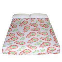 Flower Rose Red Green Sunflower Star Fitted Sheet (california King Size)