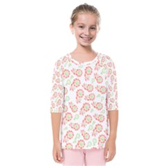 Flower Rose Red Green Sunflower Star Kids  Quarter Sleeve Raglan Tee