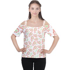 Flower Rose Red Green Sunflower Star Cutout Shoulder Tee