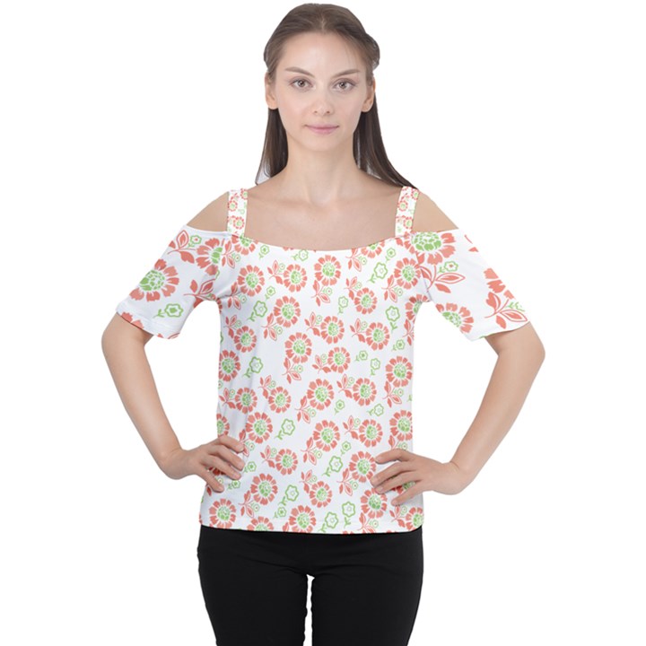 Flower Rose Red Green Sunflower Star Cutout Shoulder Tee