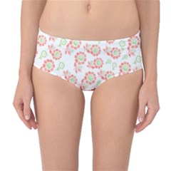 Flower Rose Red Green Sunflower Star Mid-waist Bikini Bottoms