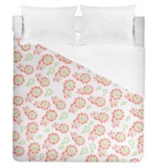 Flower Rose Red Green Sunflower Star Duvet Cover (queen Size) by Mariart