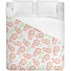 Flower Rose Red Green Sunflower Star Duvet Cover (california King Size) by Mariart