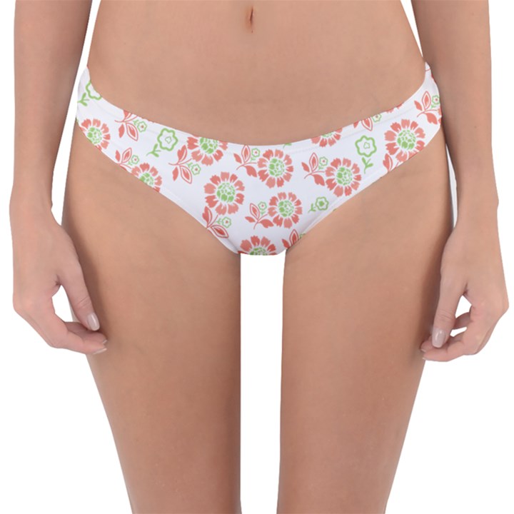 Flower Rose Red Green Sunflower Star Reversible Hipster Bikini Bottoms