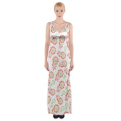 Flower Rose Red Green Sunflower Star Maxi Thigh Split Dress