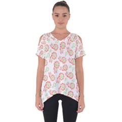 Flower Rose Red Green Sunflower Star Cut Out Side Drop Tee by Mariart