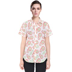 Flower Rose Red Green Sunflower Star Women s Short Sleeve Shirt