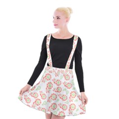 Flower Rose Red Green Sunflower Star Suspender Skater Skirt by Mariart