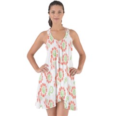 Flower Rose Red Green Sunflower Star Show Some Back Chiffon Dress by Mariart