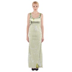 Flower Star Floral Green Camuflage Leaf Frame Maxi Thigh Split Dress