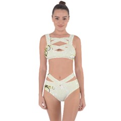 Flower Star Floral Green Camuflage Leaf Frame Bandaged Up Bikini Set  by Mariart