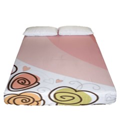 Flower Sunflower Wave Waves Pink Fitted Sheet (queen Size)