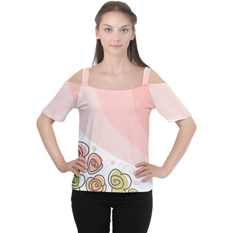 Flower Sunflower Wave Waves Pink Cutout Shoulder Tee by Mariart