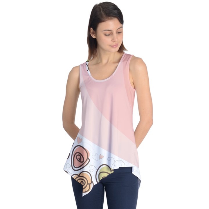 Flower Sunflower Wave Waves Pink Sleeveless Tunic