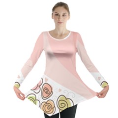 Flower Sunflower Wave Waves Pink Long Sleeve Tunic  by Mariart