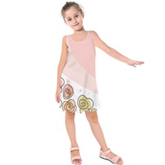 Flower Sunflower Wave Waves Pink Kids  Sleeveless Dress by Mariart