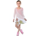 Flower Sunflower Wave Waves Pink Kids  Long Sleeve Velvet Dress View1