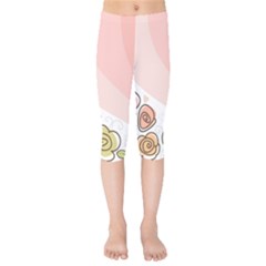 Flower Sunflower Wave Waves Pink Kids  Capri Leggings 