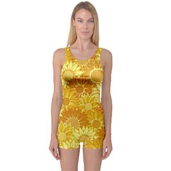 Flower Sunflower Floral Beauty Sexy One Piece Boyleg Swimsuit