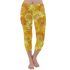 Flower Sunflower Floral Beauty Sexy Capri Winter Leggings  by Mariart