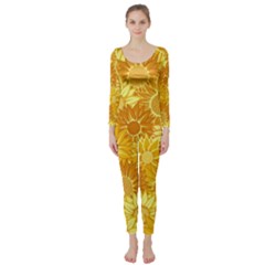 Flower Sunflower Floral Beauty Sexy Long Sleeve Catsuit