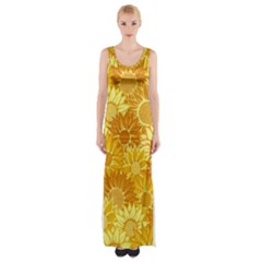 Flower Sunflower Floral Beauty Sexy Maxi Thigh Split Dress